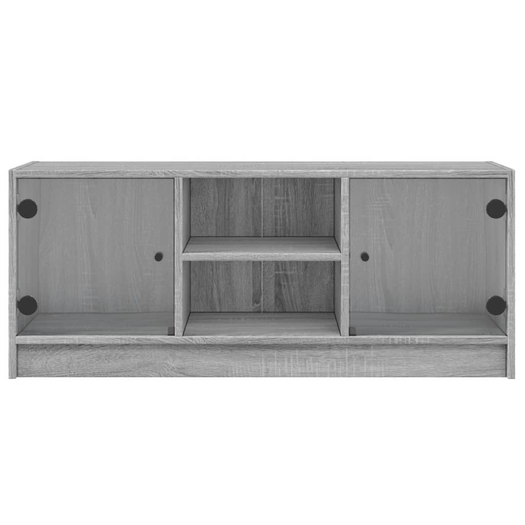 Έπιπλο Τηλεόρασης Sonoma Γκρι 102x37x42 εκ. με Γυάλινες Πόρτες - Pakobazaar