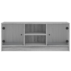 Έπιπλο Τηλεόρασης Sonoma Γκρι 102x37x42 εκ. με Γυάλινες Πόρτες - Pakobazaar