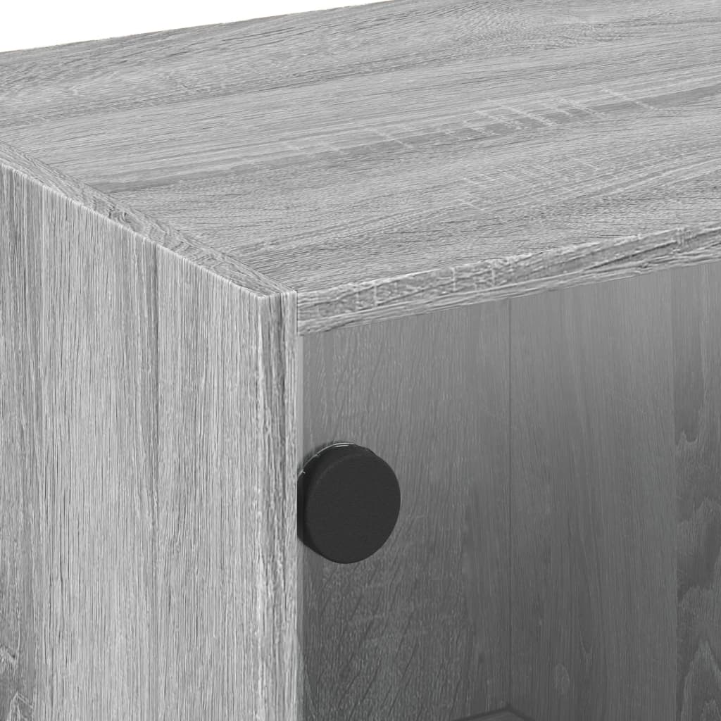 Έπιπλο Τηλεόρασης Sonoma Γκρι 102x37x42 εκ. με Γυάλινες Πόρτες - Pakobazaar