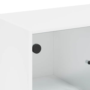 Βοηθητικό Ντουλάπι Λευκό 68x37x75,5 εκ. με Γυάλινες Πόρτες