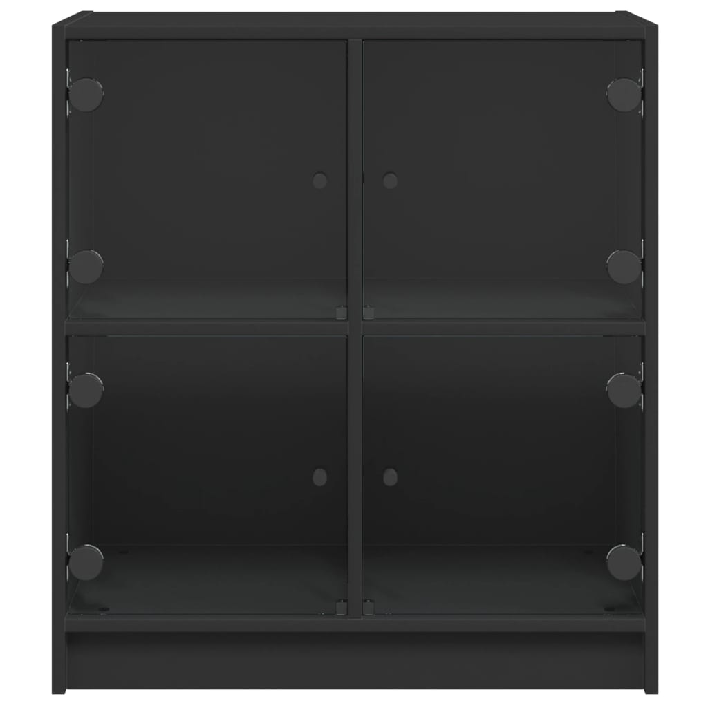 Βοηθητικό Ντουλάπι Μαύρο 68x37x75,5 εκ. με Γυάλινες Πόρτες