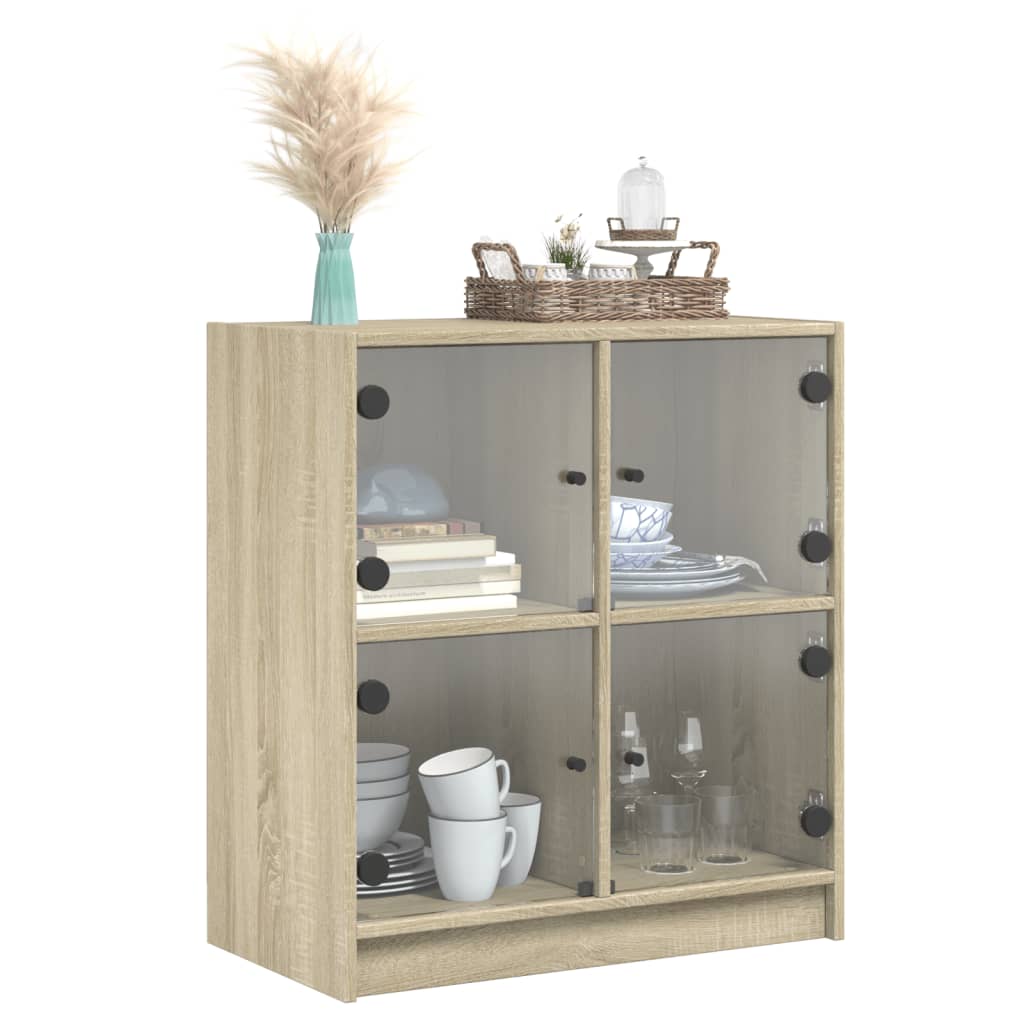 Βοηθητικό Ντουλάπι Sonoma Δρυς 68x37x75,5εκ. με Γυάλινες Πόρτες