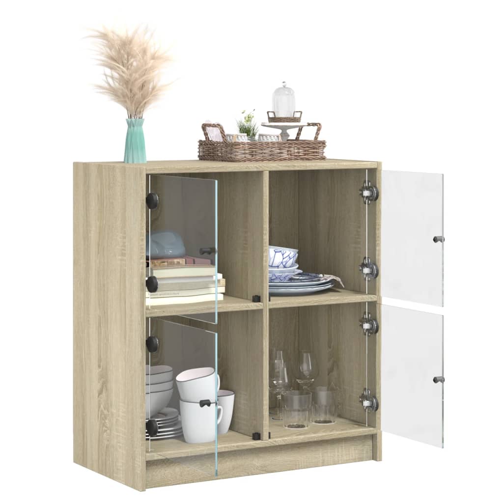 Βοηθητικό Ντουλάπι Sonoma Δρυς 68x37x75,5εκ. με Γυάλινες Πόρτες