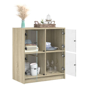 Βοηθητικό Ντουλάπι Sonoma Δρυς 68x37x75,5εκ. με Γυάλινες Πόρτες