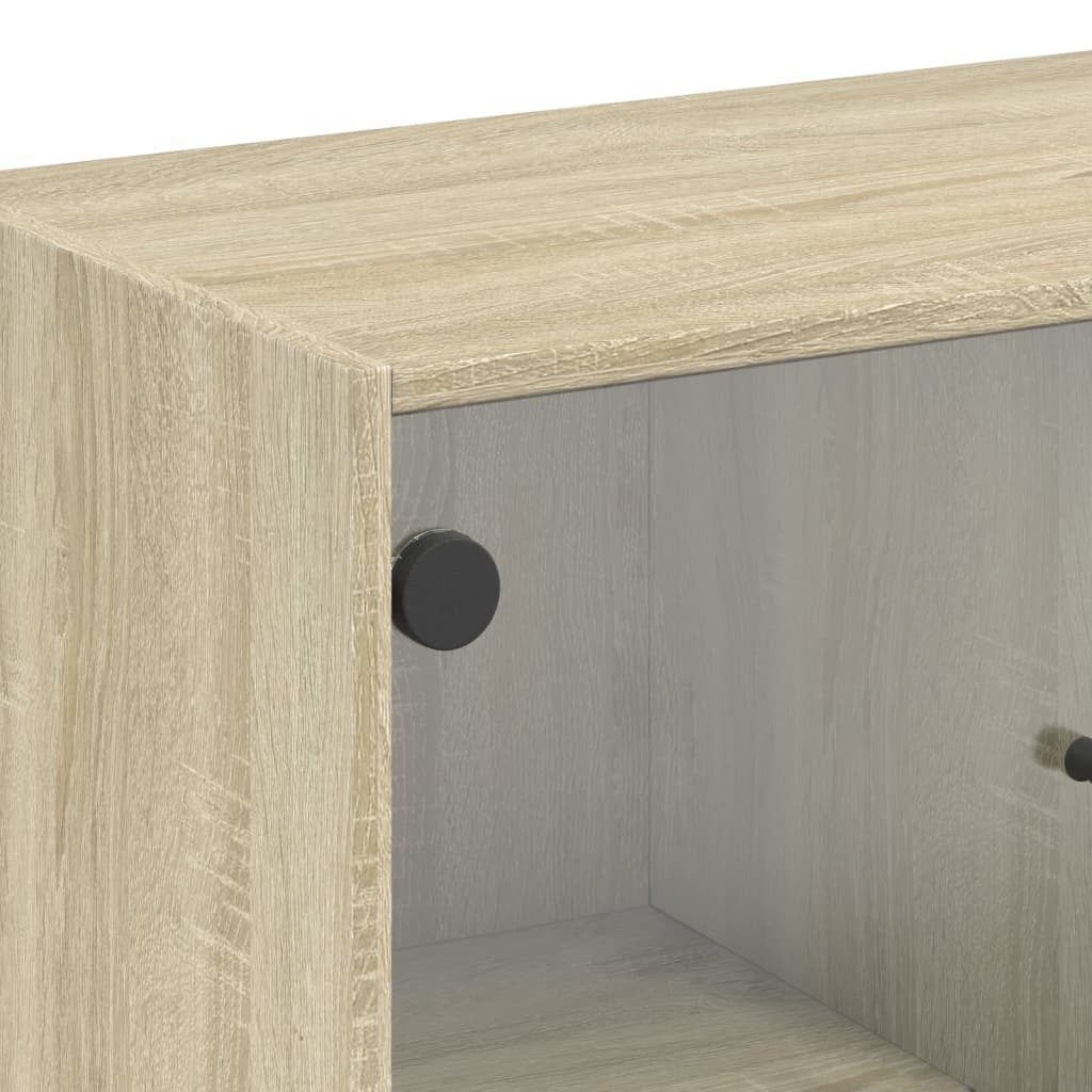 Βοηθητικό Ντουλάπι Sonoma Δρυς 68x37x75,5εκ. με Γυάλινες Πόρτες