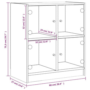 Βοηθητικό Ντουλάπι Sonoma Δρυς 68x37x75,5εκ. με Γυάλινες Πόρτες
