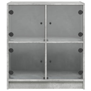 Βοηθητικό Ντουλάπι Γκρι Σκυροδ. 68x37x75,5 εκ. Γυάλινες Πόρτες