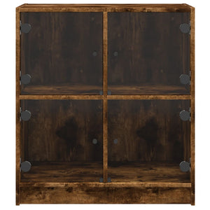 Βοηθητικό Ντουλάπι Καπνιστή Δρυς 68x37x75,5 εκ. Γυάλινες Πόρτες - Pakobazaar