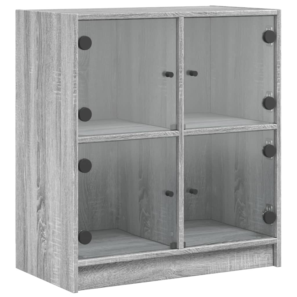 Βοηθητικό Ντουλάπι Sonoma Γκρι 68x37x75,5εκ. με Γυάλινες Πόρτες