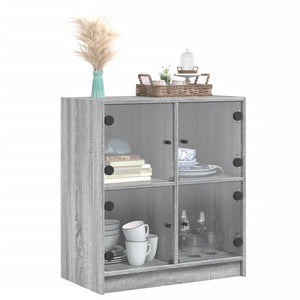 Βοηθητικό Ντουλάπι Sonoma Γκρι 68x37x75,5εκ. με Γυάλινες Πόρτες