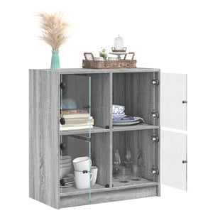 Βοηθητικό Ντουλάπι Sonoma Γκρι 68x37x75,5εκ. με Γυάλινες Πόρτες