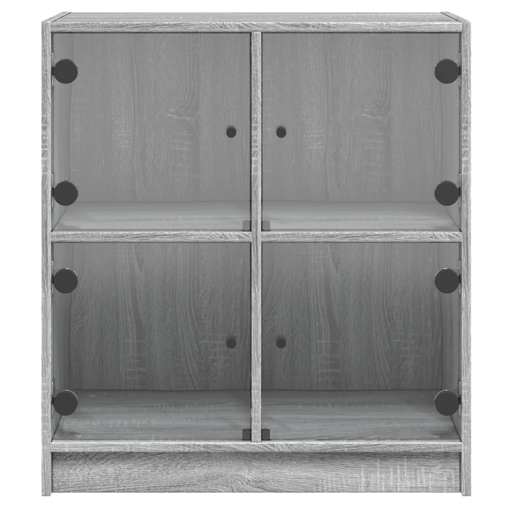Βοηθητικό Ντουλάπι Sonoma Γκρι 68x37x75,5εκ. με Γυάλινες Πόρτες