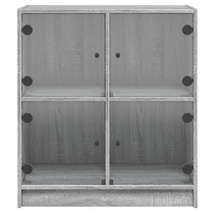 Βοηθητικό Ντουλάπι Sonoma Γκρι 68x37x75,5εκ. με Γυάλινες Πόρτες