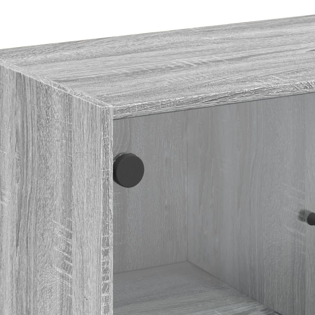 Βοηθητικό Ντουλάπι Sonoma Γκρι 68x37x75,5εκ. με Γυάλινες Πόρτες