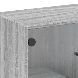 Βοηθητικό Ντουλάπι Sonoma Γκρι 68x37x75,5εκ. με Γυάλινες Πόρτες