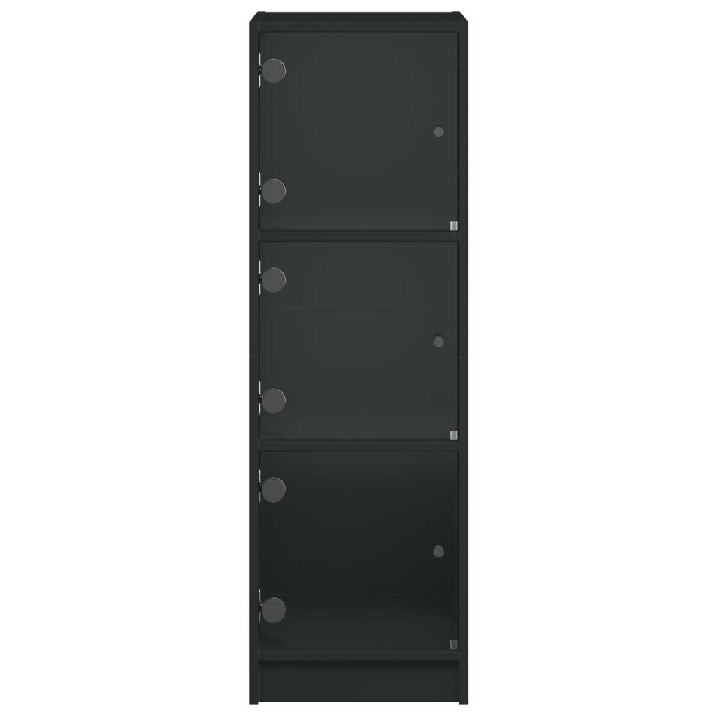 Ντουλάπι Μαύρο 35 x 37 x 109 εκ. με Γυάλινες Πόρτες