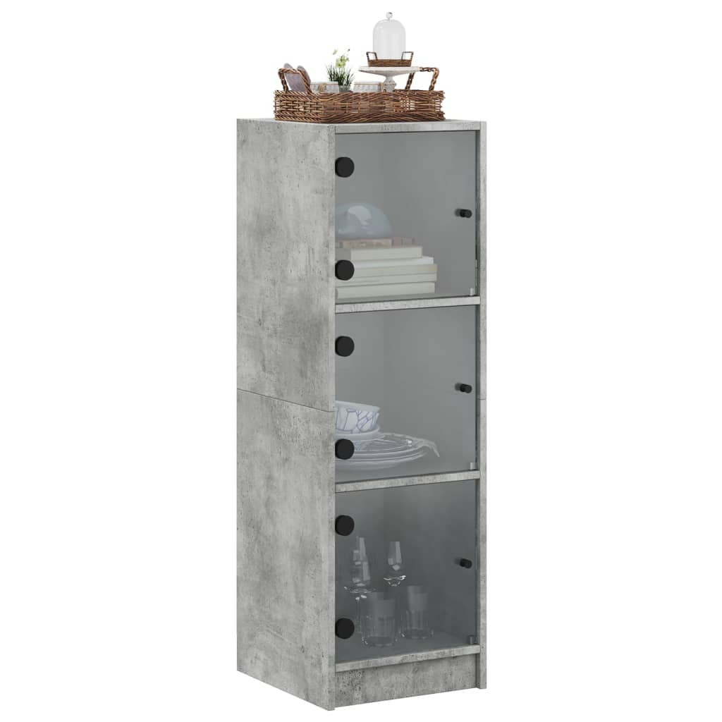 Ντουλάπι Γκρι Σκυροδέματος 35 x 37 x 109 εκ. με Γυάλινες Πόρτες - Pakobazaar
