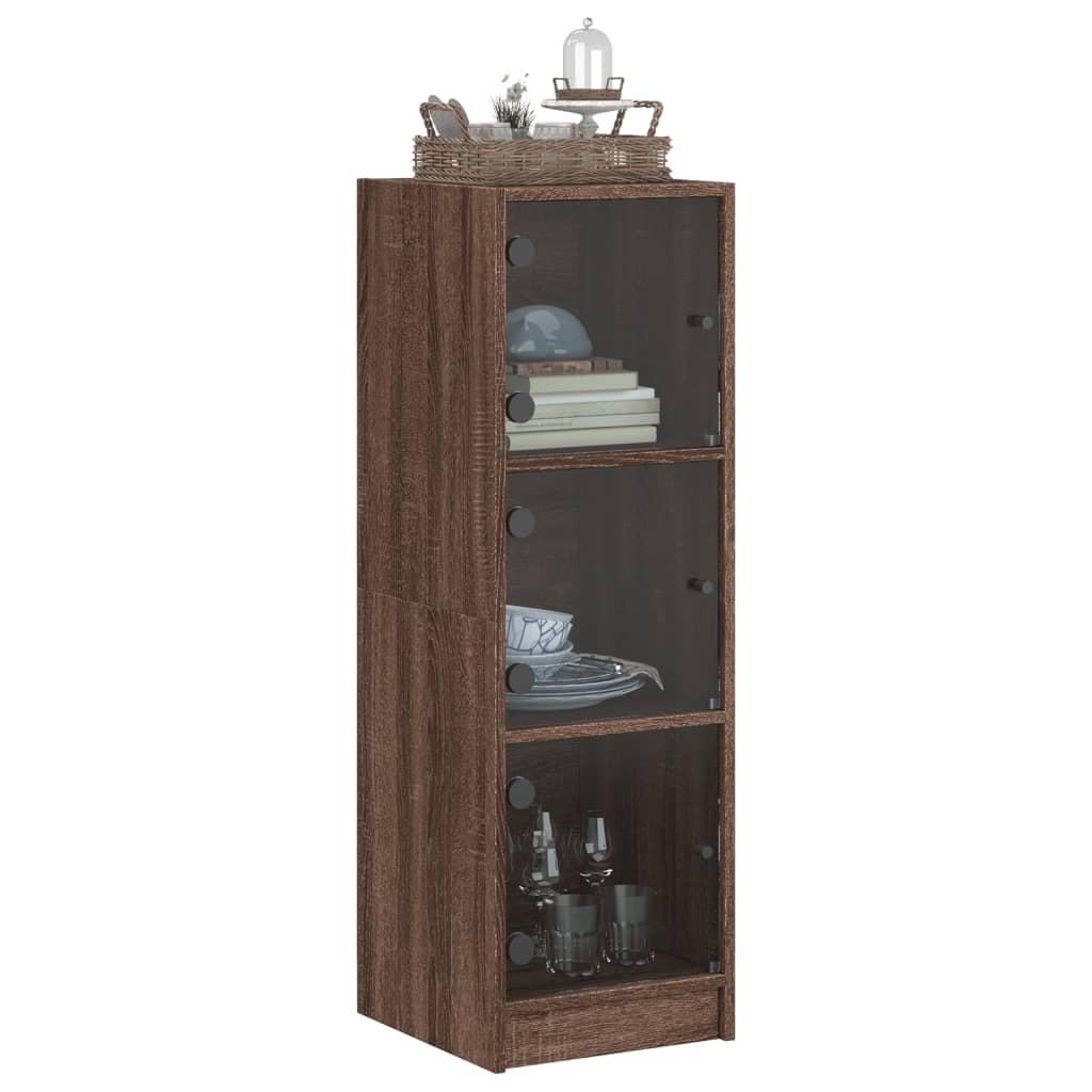 Ντουλάπι Καφέ Δρυς 35 x 37 x 109 εκ. με Γυάλινες Πόρτες