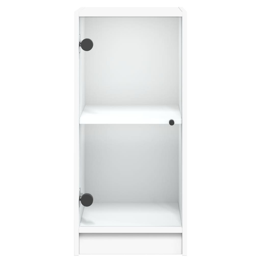 Βοηθητικό Ντουλάπι Λευκό 35x37x75,5 εκ. με Γυάλινες Πόρτες