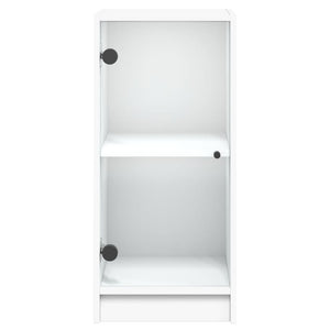 Βοηθητικό Ντουλάπι Λευκό 35x37x75,5 εκ. με Γυάλινες Πόρτες