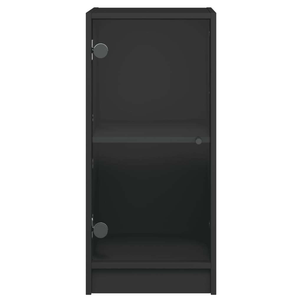 Βοηθητικό Ντουλάπι Μαύρο 35x37x75,5 εκ. με Γυάλινες Πόρτες