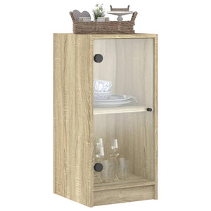 Βοηθητικό Ντουλάπι Sonoma Δρυς 35x37x75,5εκ. με Γυάλινες Πόρτες - Pakobazaar