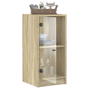 Βοηθητικό Ντουλάπι Sonoma Δρυς 35x37x75,5εκ. με Γυάλινες Πόρτες - Pakobazaar