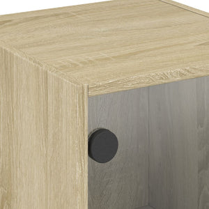 Βοηθητικό Ντουλάπι Sonoma Δρυς 35x37x75,5εκ. με Γυάλινες Πόρτες - Pakobazaar