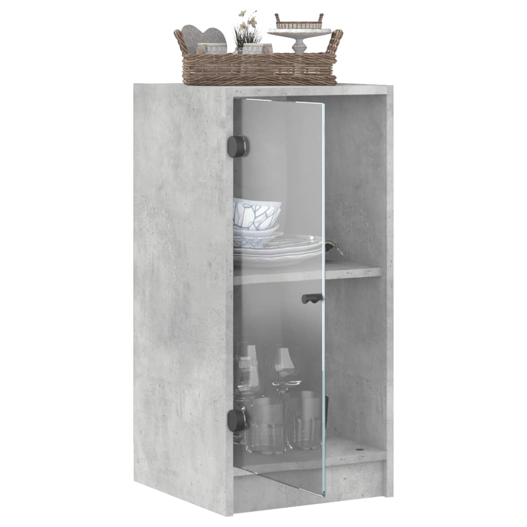 Βοηθητικό Ντουλάπι Γκρι Σκυροδ. 35x37x75,5 εκ. Γυάλινες Πόρτες - Pakobazaar
