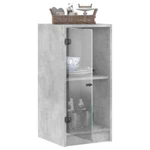 Βοηθητικό Ντουλάπι Γκρι Σκυροδ. 35x37x75,5 εκ. Γυάλινες Πόρτες - Pakobazaar