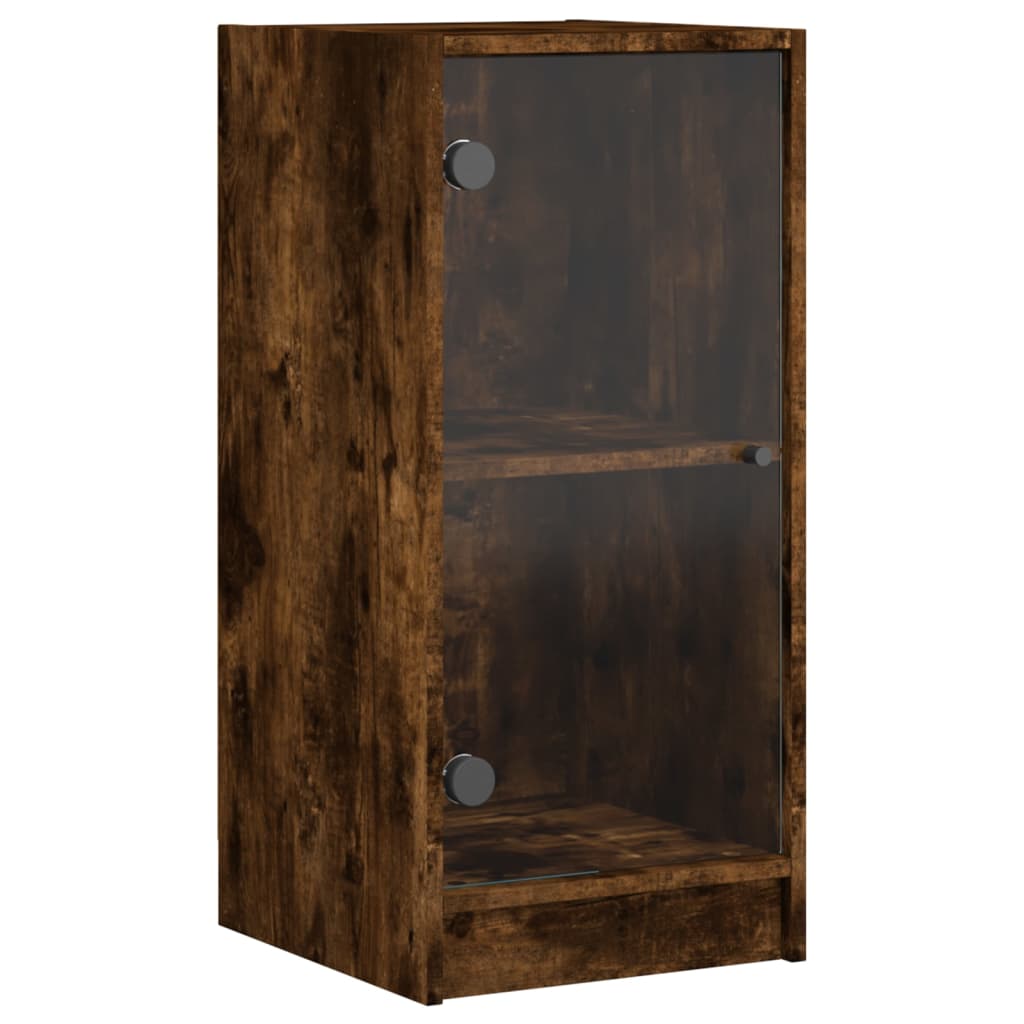 Βοηθητικό Ντουλάπι Καπνιστή Δρυς 35x37x75,5 εκ. Γυάλινες Πόρτες