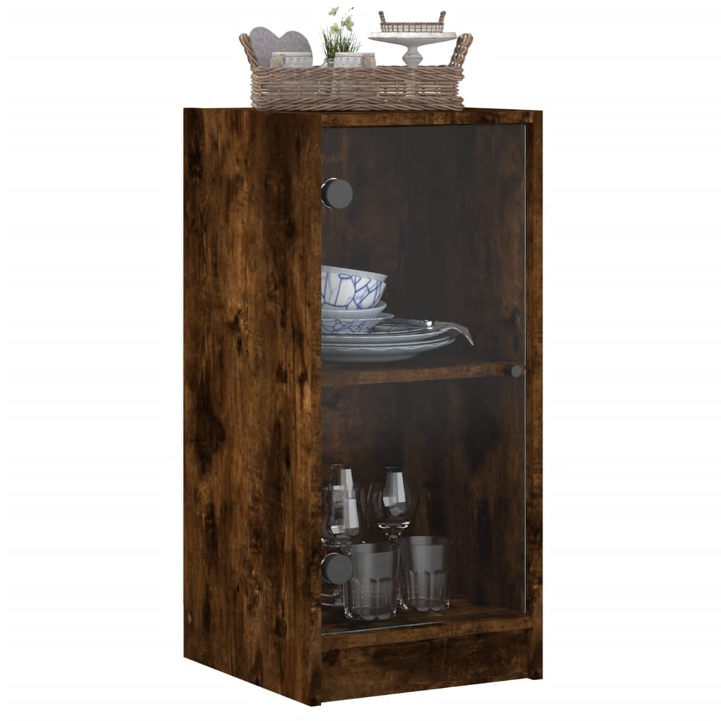 Βοηθητικό Ντουλάπι Καπνιστή Δρυς 35x37x75,5 εκ. Γυάλινες Πόρτες