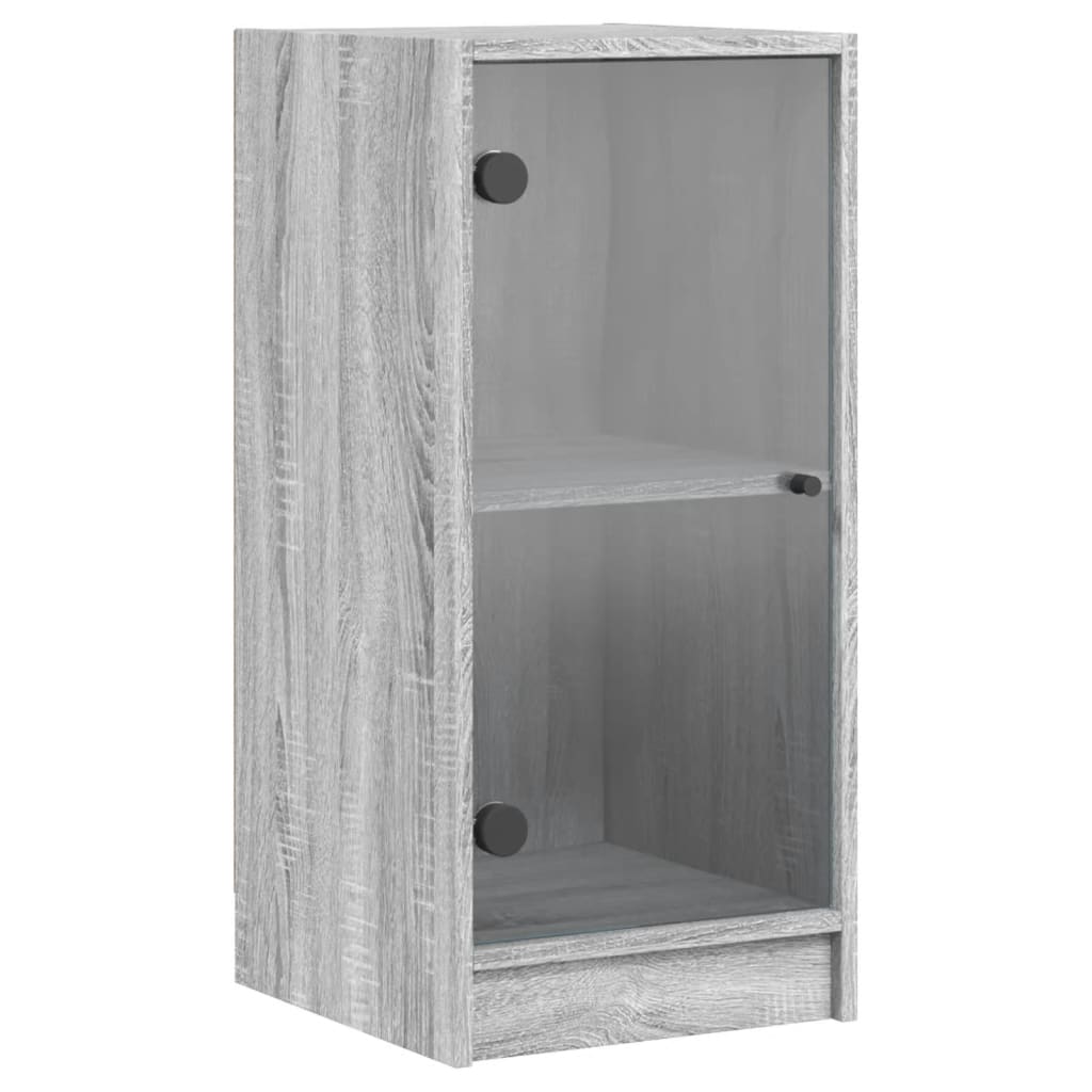 Βοηθητικό Ντουλάπι Sonoma Γκρι 35x37x75,5εκ. με Γυάλινες Πόρτες - Pakobazaar