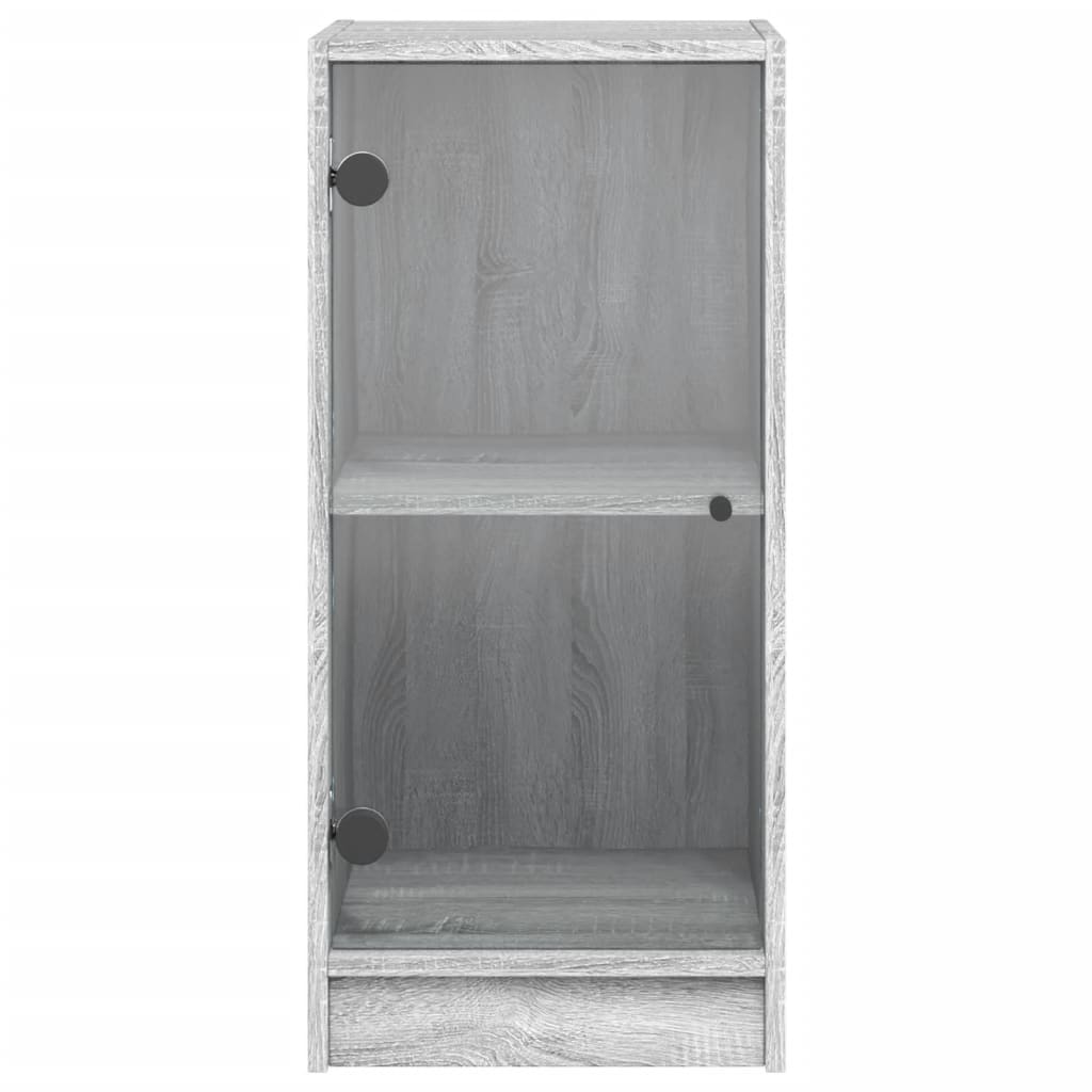 Βοηθητικό Ντουλάπι Sonoma Γκρι 35x37x75,5εκ. με Γυάλινες Πόρτες - Pakobazaar