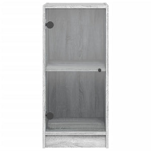 Βοηθητικό Ντουλάπι Sonoma Γκρι 35x37x75,5εκ. με Γυάλινες Πόρτες - Pakobazaar