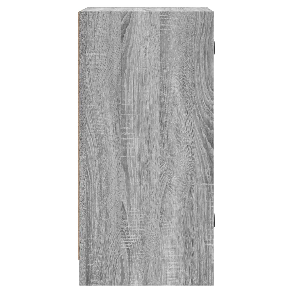 Βοηθητικό Ντουλάπι Sonoma Γκρι 35x37x75,5εκ. με Γυάλινες Πόρτες - Pakobazaar