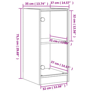 Βοηθητικό Ντουλάπι Sonoma Γκρι 35x37x75,5εκ. με Γυάλινες Πόρτες - Pakobazaar