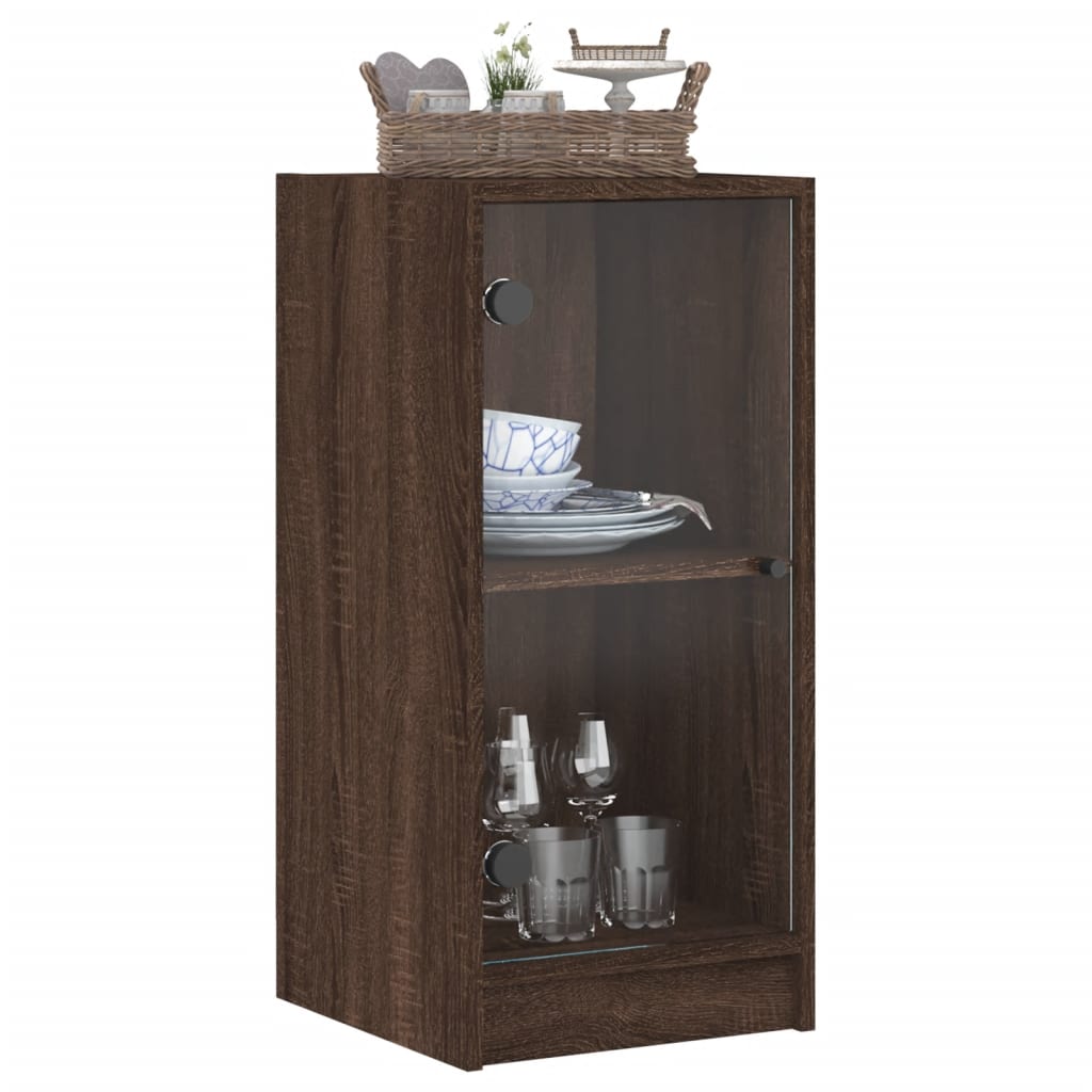 Βοηθητικό Ντουλάπι Καφέ Δρυς 35x37x75,5 εκ. Γυάλινες Πόρτες