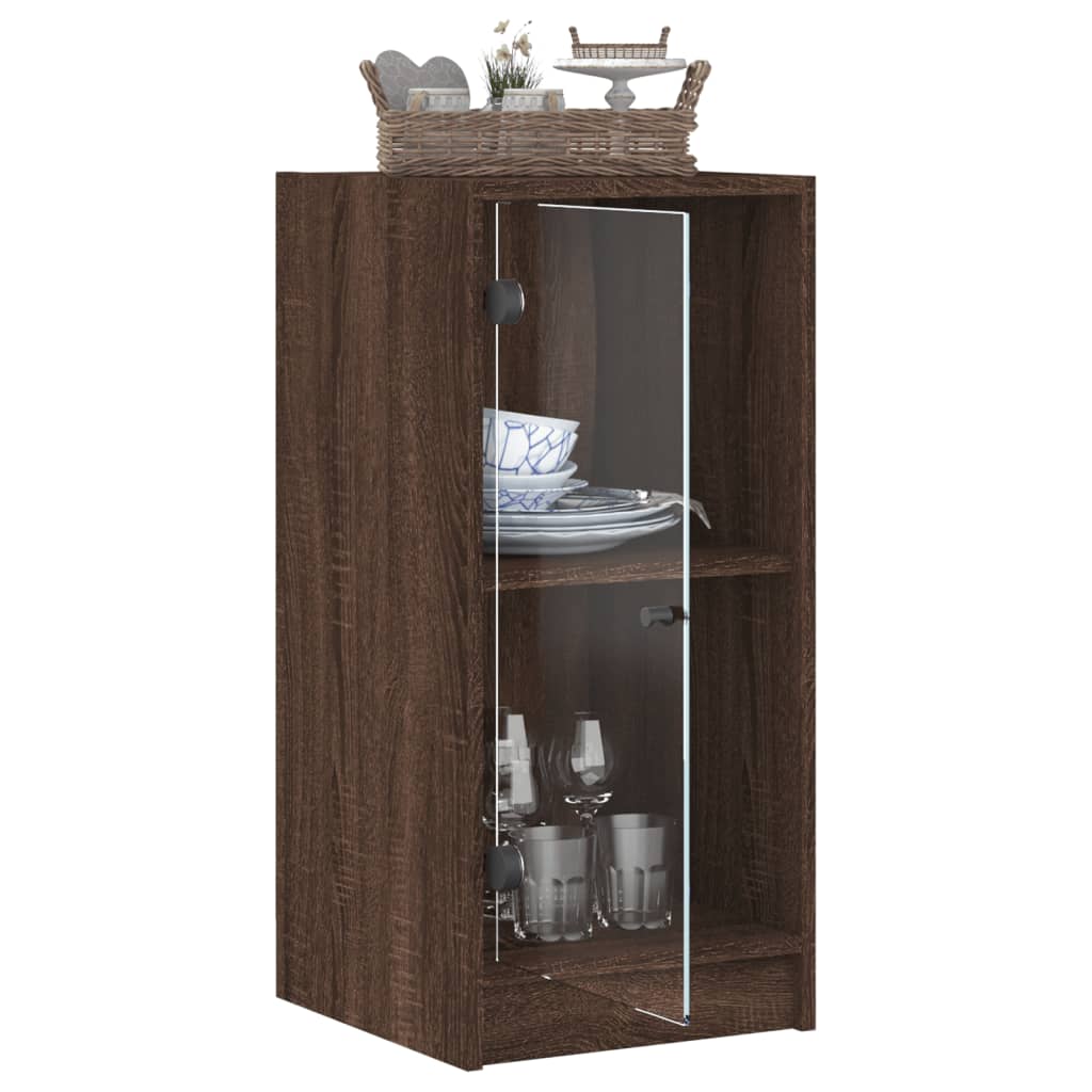 Βοηθητικό Ντουλάπι Καφέ Δρυς 35x37x75,5 εκ. Γυάλινες Πόρτες