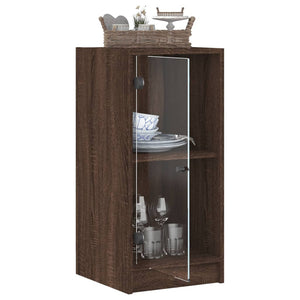 Βοηθητικό Ντουλάπι Καφέ Δρυς 35x37x75,5 εκ. Γυάλινες Πόρτες