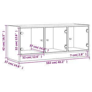 Έπιπλο Τηλεόρασης Μαύρο 102x37x42 εκ. με Γυάλινες Πόρτες
