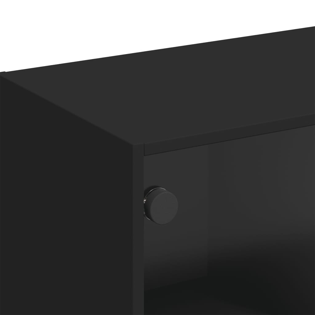 Έπιπλο Τηλεόρασης Μαύρο 102x37x42 εκ. με Γυάλινες Πόρτες