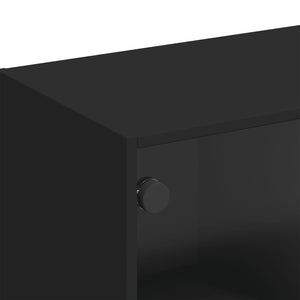 Έπιπλο Τηλεόρασης Μαύρο 102x37x42 εκ. με Γυάλινες Πόρτες