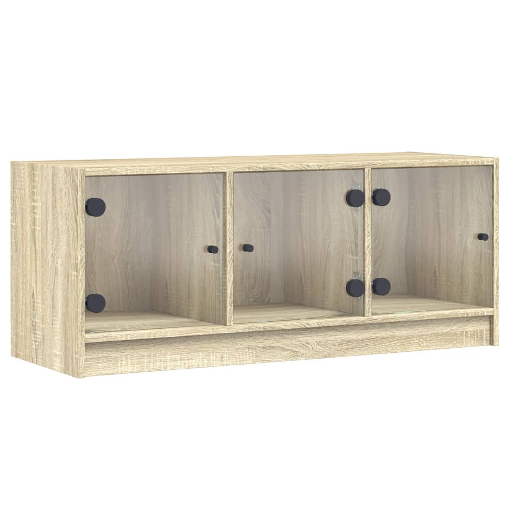 Έπιπλο Τηλεόρασης Sonoma Δρυς 102x37x42 εκ. με Γυάλινες Πόρτες