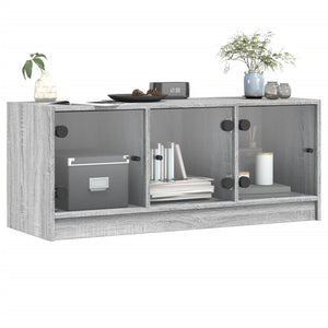 Έπιπλο Τηλεόρασης Sonoma Γκρι 102x37x42 εκ. με Γυάλινες Πόρτες