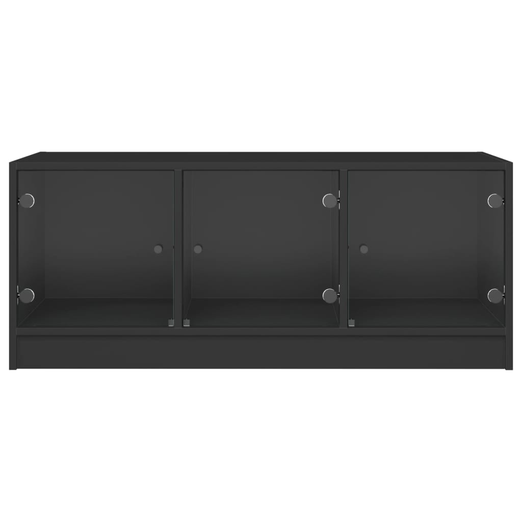 Τραπεζάκι Σαλονιού Μαύρο 102x50x42 εκ. με Γυάλινες Πόρτες