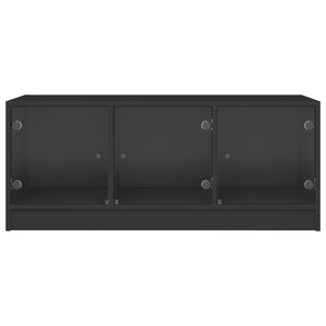 Τραπεζάκι Σαλονιού Μαύρο 102x50x42 εκ. με Γυάλινες Πόρτες