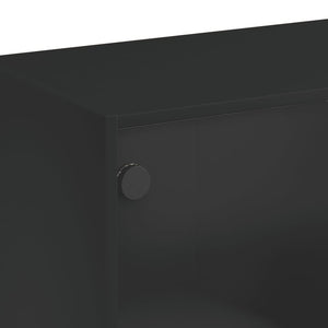 Τραπεζάκι Σαλονιού Μαύρο 102x50x42 εκ. με Γυάλινες Πόρτες