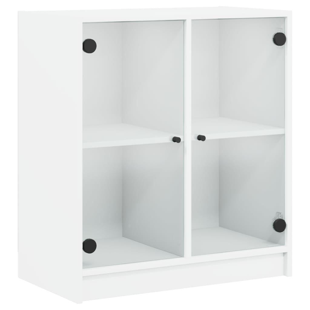Βοηθητικό Ντουλάπι Λευκό 68x37x75,5 εκ. με Γυάλινες Πόρτες - Pakobazaar