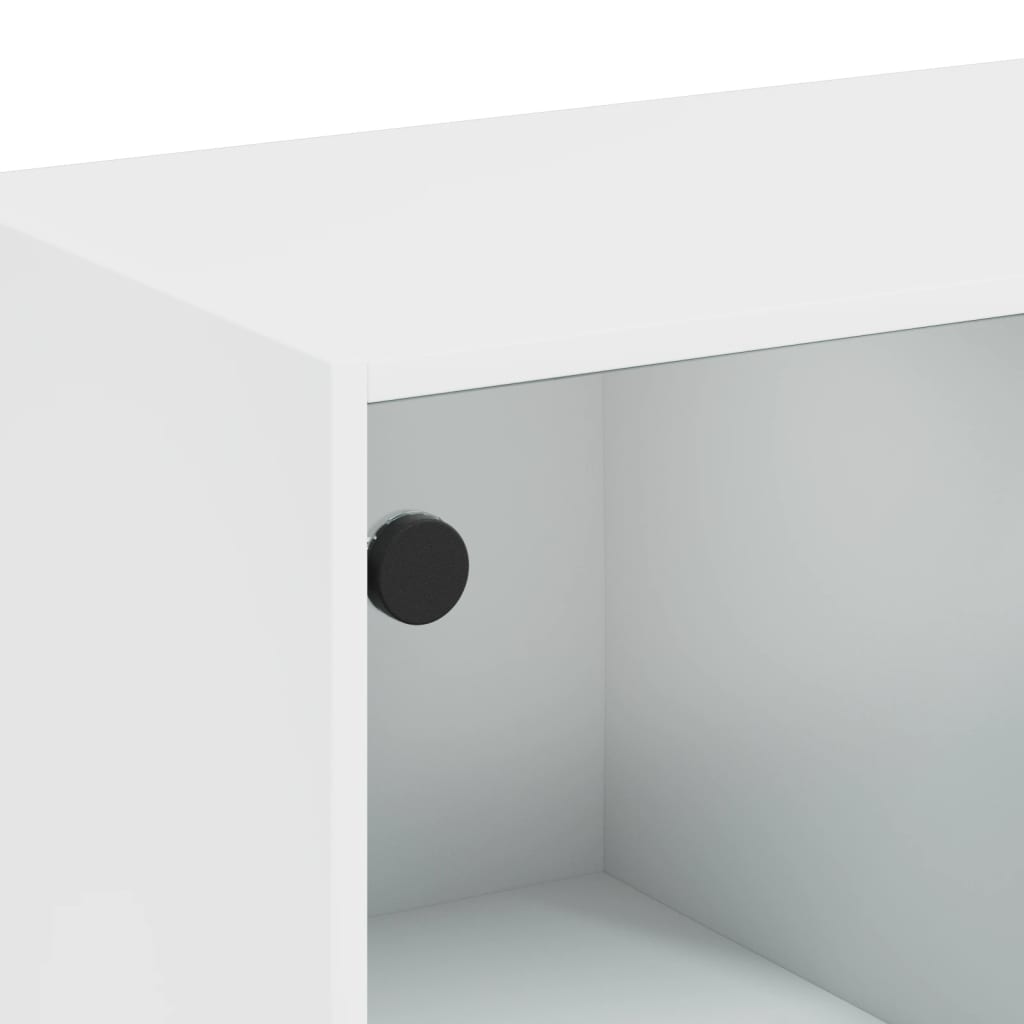 Βοηθητικό Ντουλάπι Λευκό 68x37x75,5 εκ. με Γυάλινες Πόρτες - Pakobazaar
